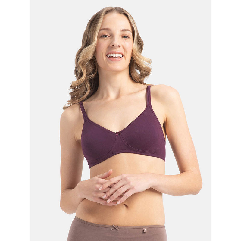 Jockey 1722 Wirefree Non Padded Cotton Elastane Medium Coverage Everyday Bra - Potent Purple (32C)