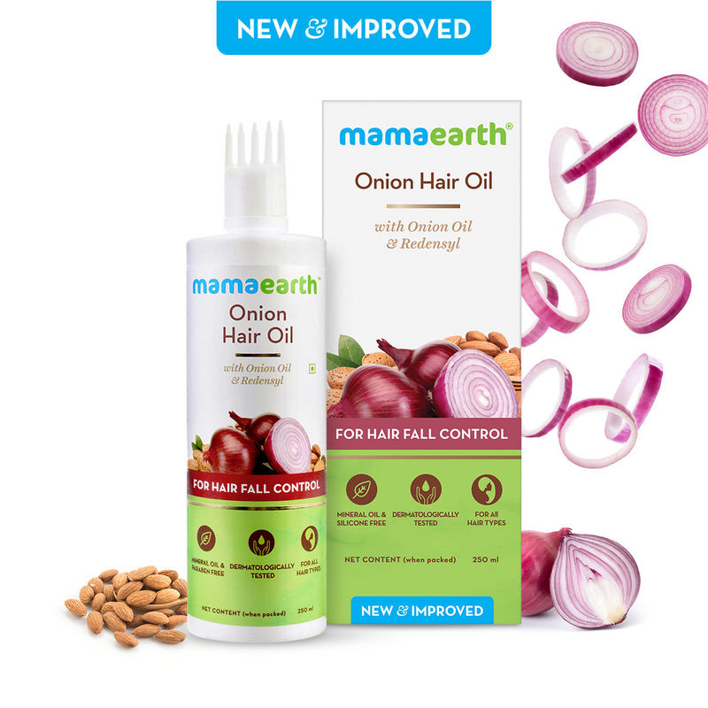 Mamaearth Onion Hair Oil with Onion & Redensyl for Hair Fall Control