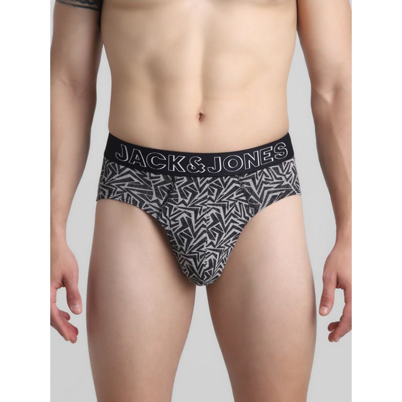Jack & Jones Men Abstract Print Black Brief (M)