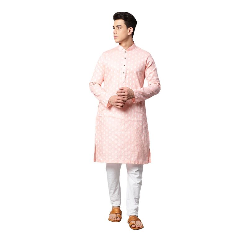 Manthan Mens Printed Blended Cotton Kurta (Peach) (M)
