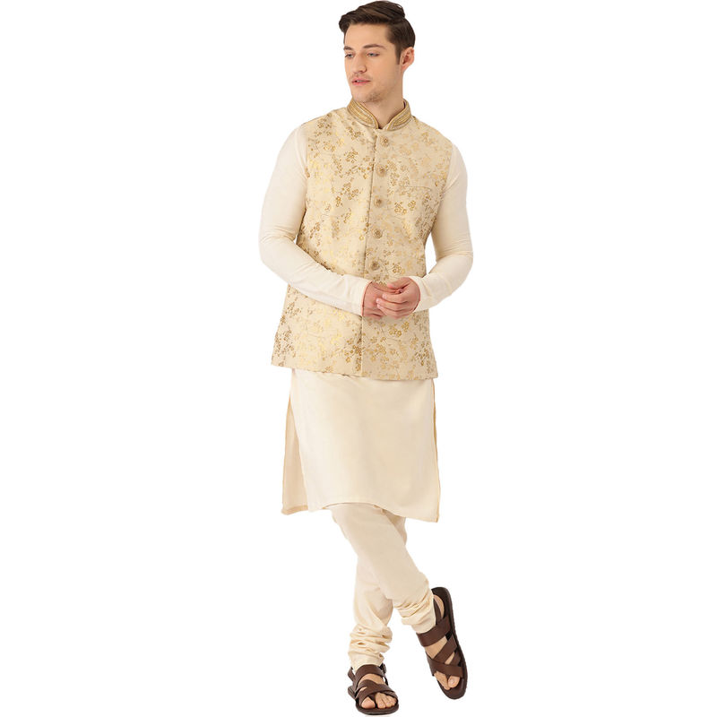 Manyavar Men's Pista Nehru Jacket (M)