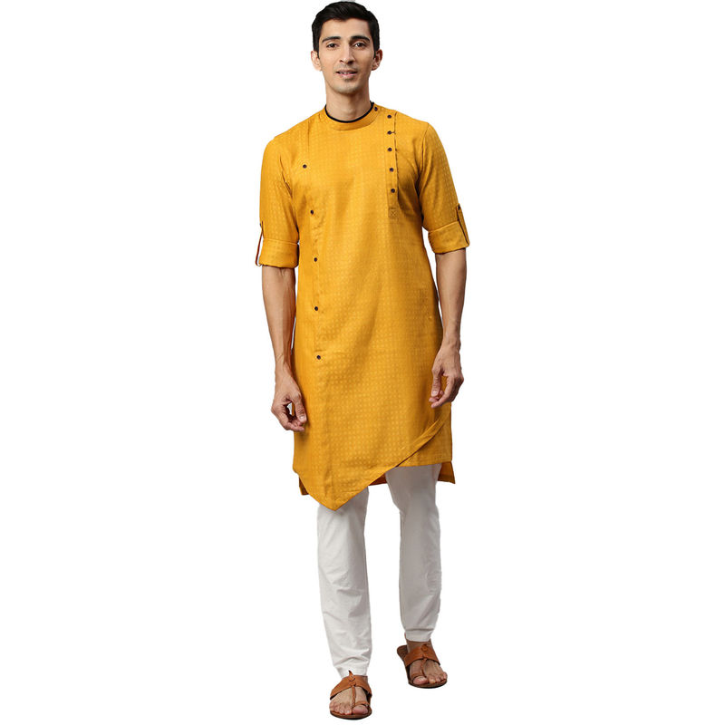 Manyavar Men's Yellow Kurta (L)