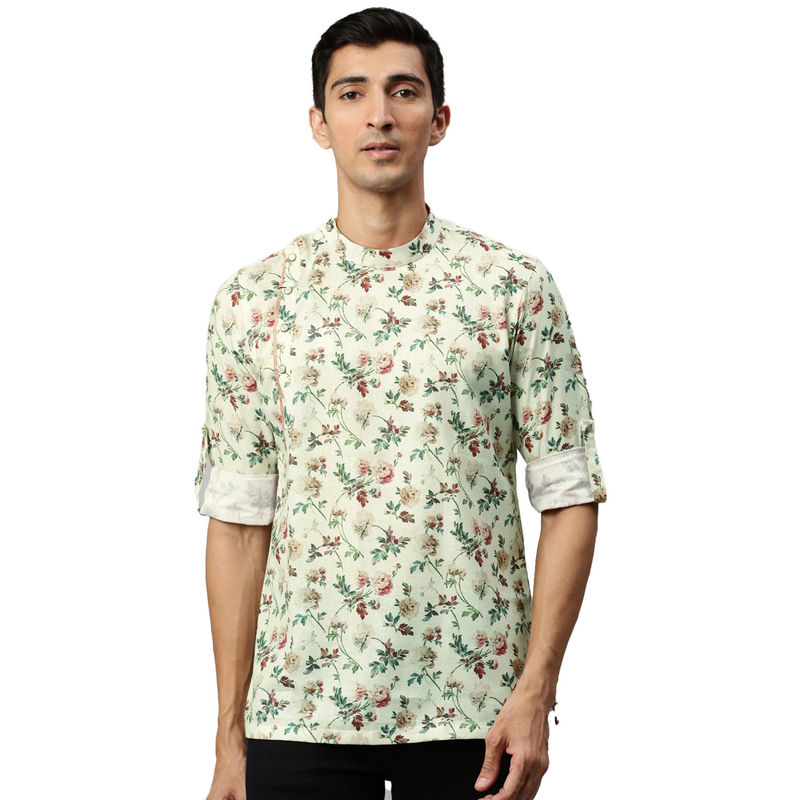 Manyavar Men's Cream Short Kurta (L)