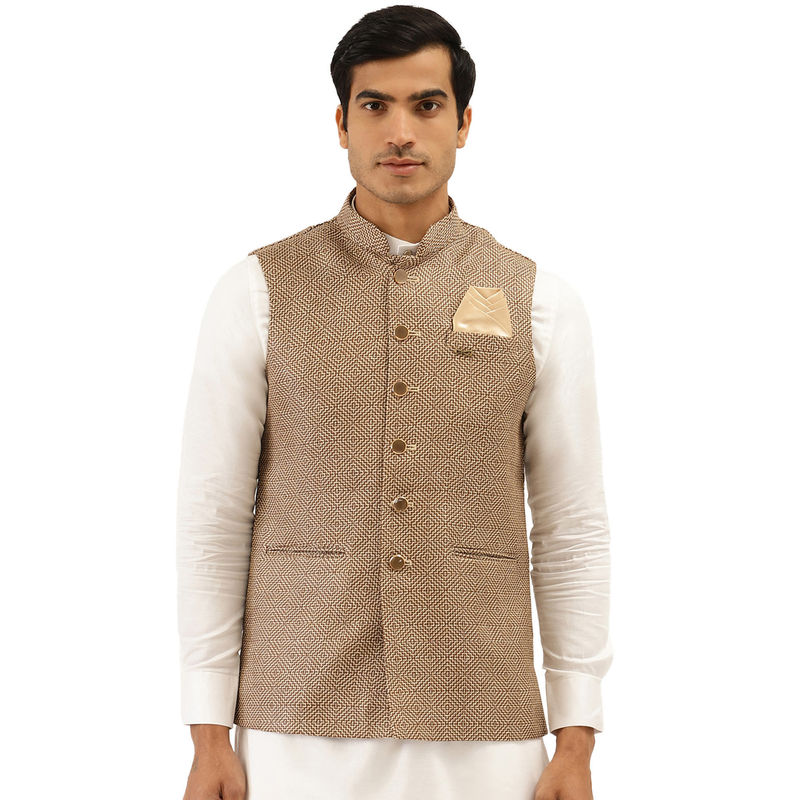 Manyavar Men's Dark Brown Waistcoat (L)