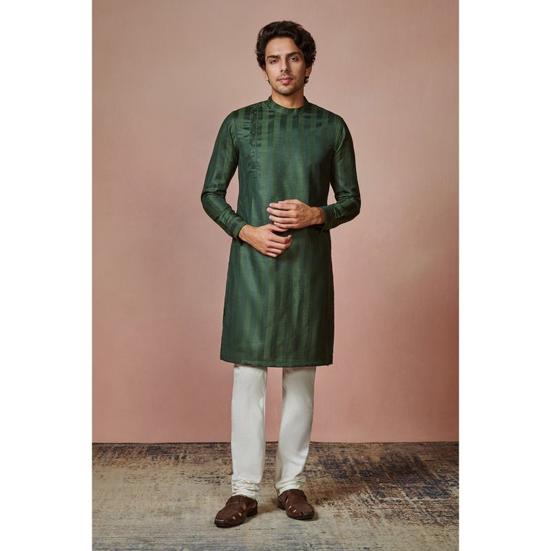 Manyavar Green Full Sleeves Kurta (XL)