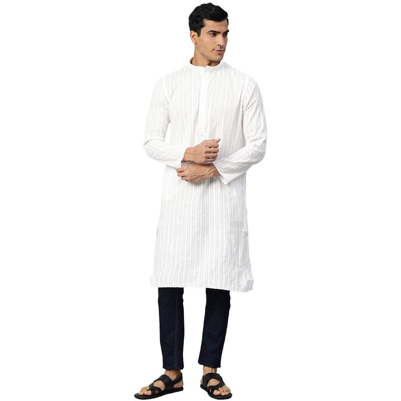 Manthan White Cotton Kurta For Men (L)