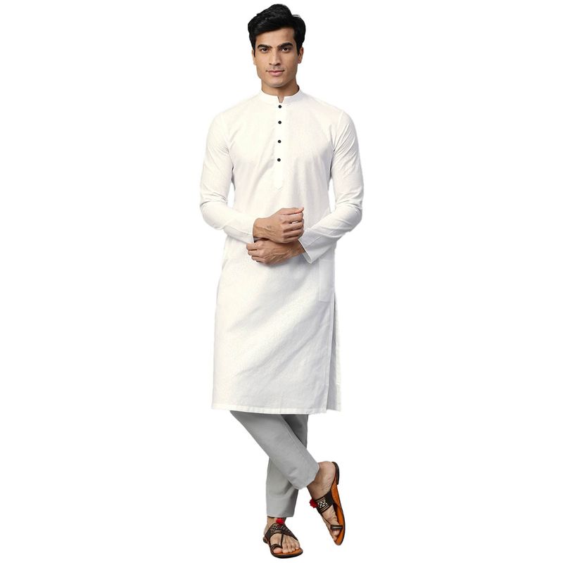 Manthan White Cotton Blend Kurta For Men (2XL)