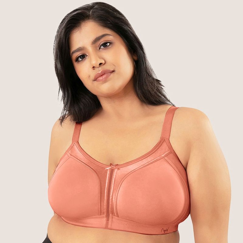 Nykd By Nykaa Everyday Cotton M-Frame Bounce Control Non-Padded Non-Wired Bra NYB101 Clay (38B)