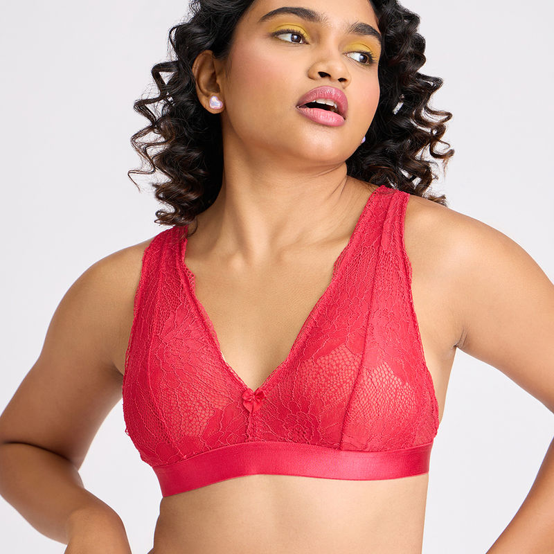 Lola and Mae "The Parisian Cut" Non Padded Bralette - Red LMB1035 (XL)