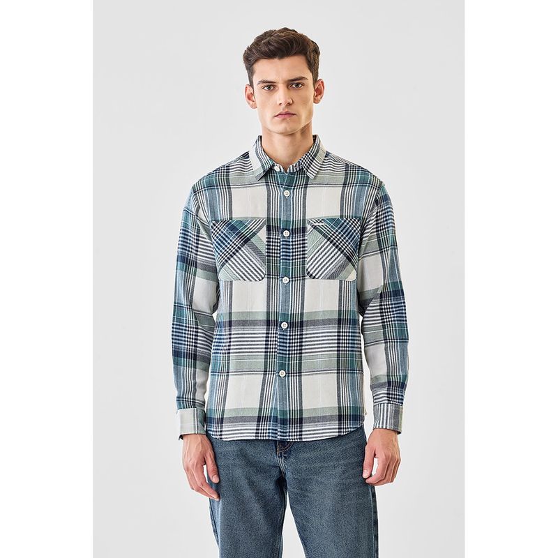 Snitch Multi-Color Checks Collar Neck Casual Shirt (L)
