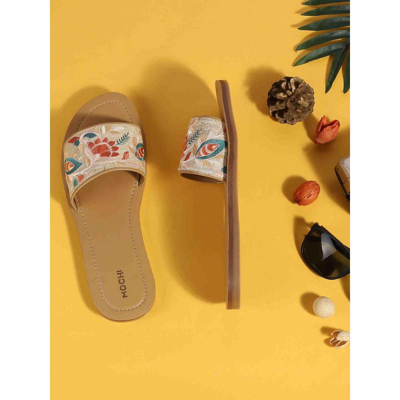 Mochi Women Beige Casual Flats (EURO 38)