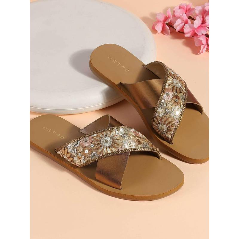 Metro Women Antique Gold Casual Flats (EURO 38)