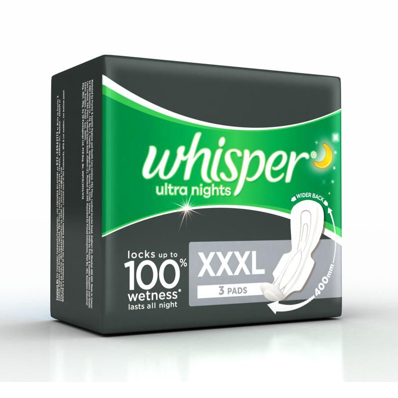 Whisper Ultra Nights Sanitary Pads XXXL 3 Pads Pack