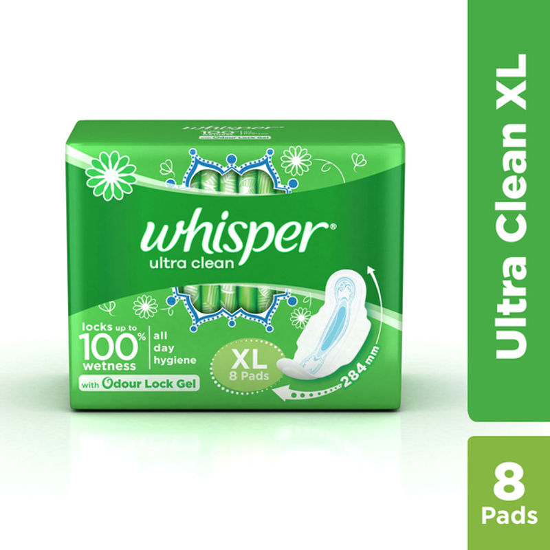 Whisper Ultra Clean Sanitary Pads Extra Large (8 Pads) at