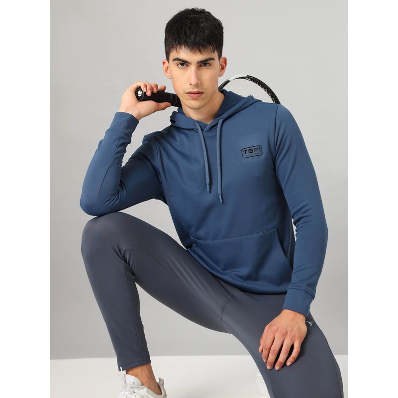 Technosport Men Teal Solid Hoodie (2XL)