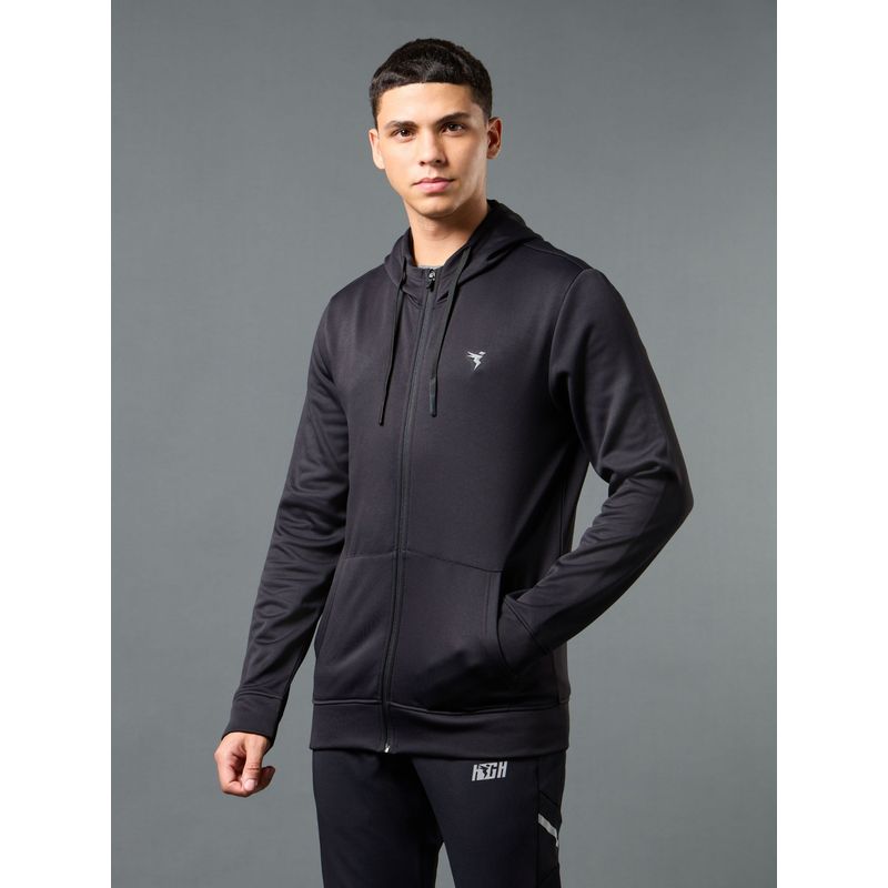 Technosport Men Black Solid Hoodie (XL)