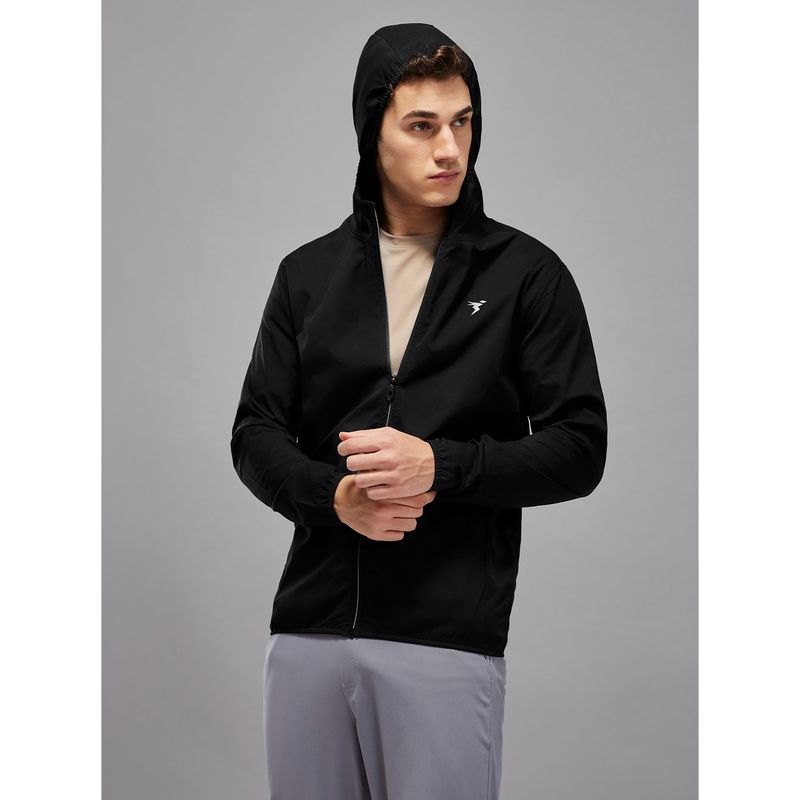 Technosport Men Black Solid Hoodie (M)