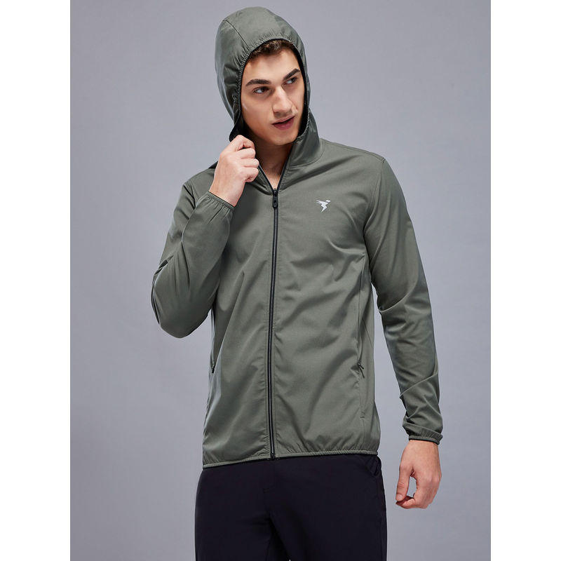 Technosport Men Olive Solid Hoodie (L)