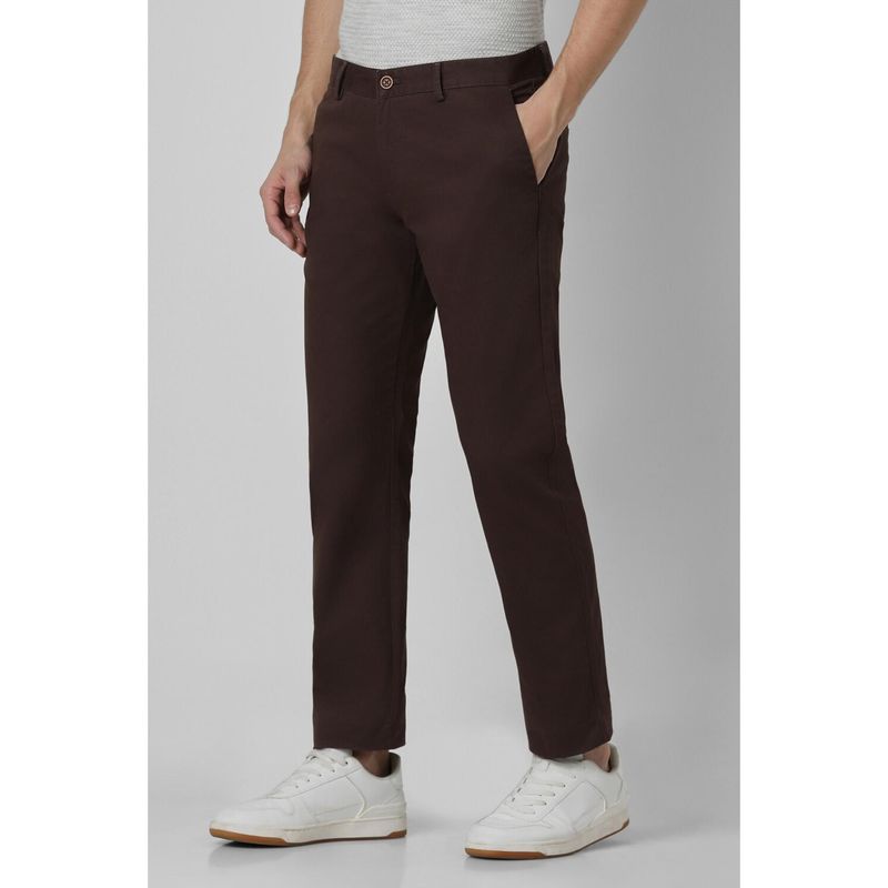 Peter England Men Brown Solid Slim Fit Chino Casual Trousers (36)