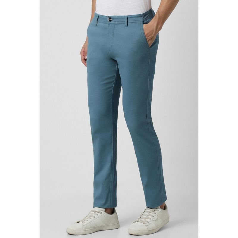 Peter England Men Blue Solid Slim Fit Chino Casual Trousers (36)