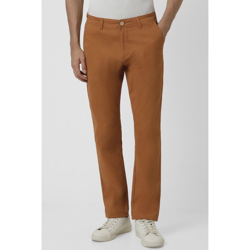 Peter England Men Brown Solid Slim Fit Chino Casual Trousers (30)