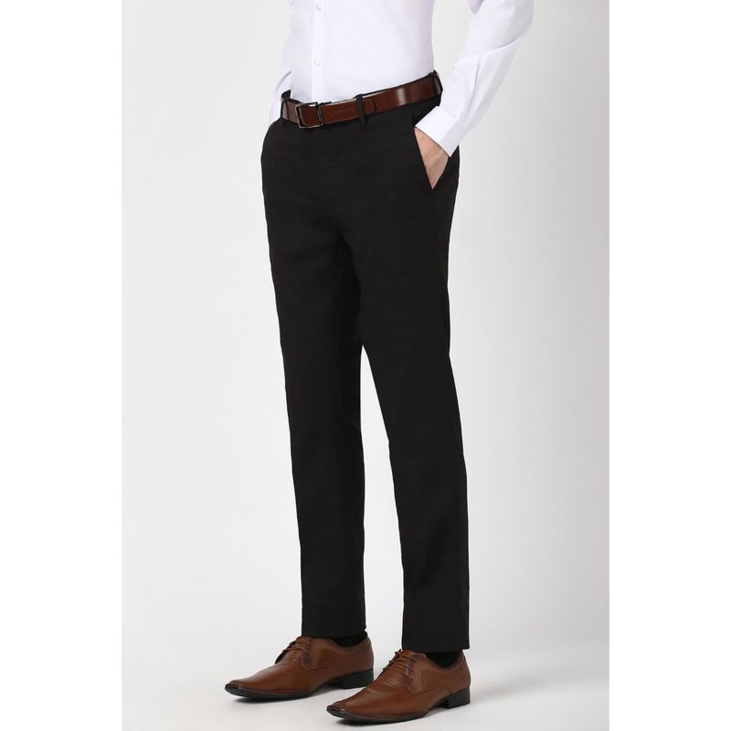 Peter England Men Brown Check Slim Fit Trousers (30)