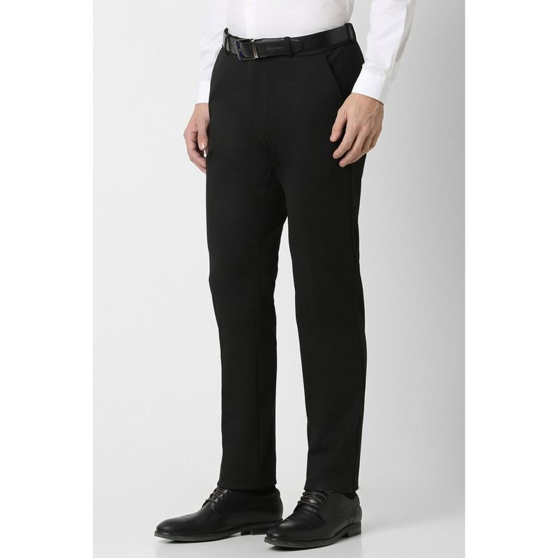 Peter England Men Black Solid Super Slim Fit Formal Trousers (30)