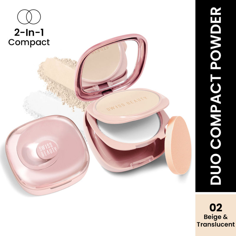 Swiss Beauty Matte & Set Duo Lightweight Compact Powder - 02 Beige & Translucent