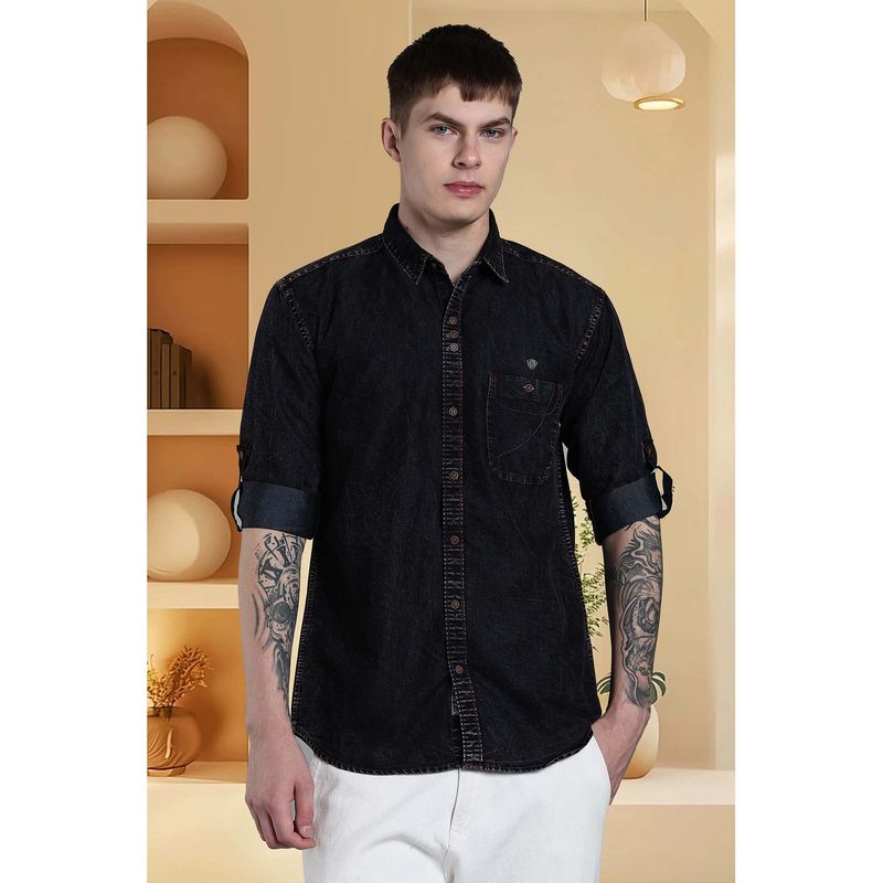 KUONS AVENUE Men's Regular Fit Denim Casual Shirt (M)