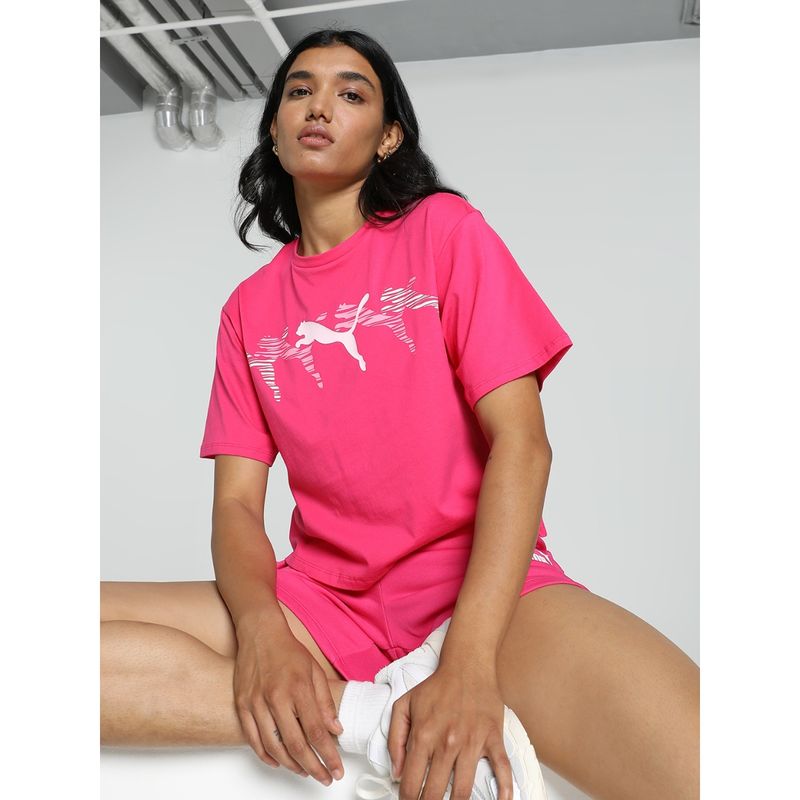 Puma Essentials Logo Lab Relaxed Womens Pink T-Shirt (XL)