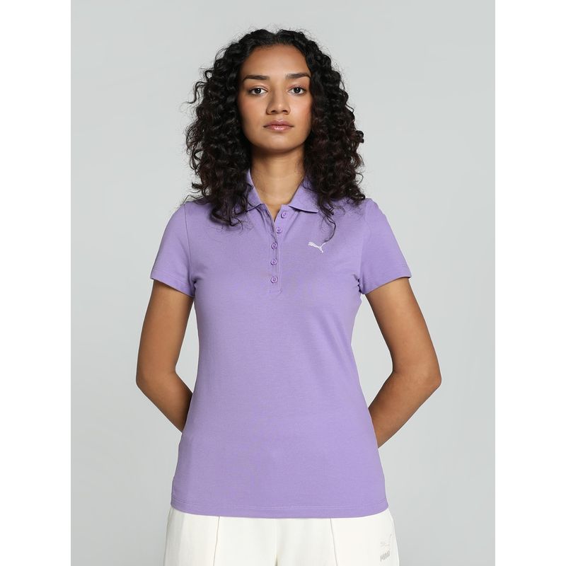 Puma Essentials Polo Womens Purple T-Shirt (XS)