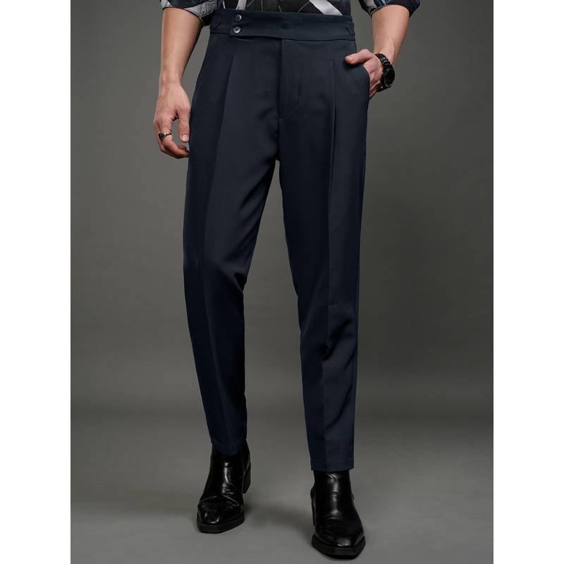 HIGHLANDER Midlander Men Navy Blue Mid Waist Carrot Gurka Pant (32)