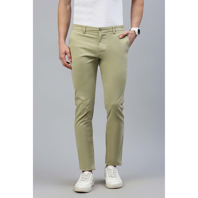 Classic Polo Mens Light Green Slim Fit Solid Trouser (34)