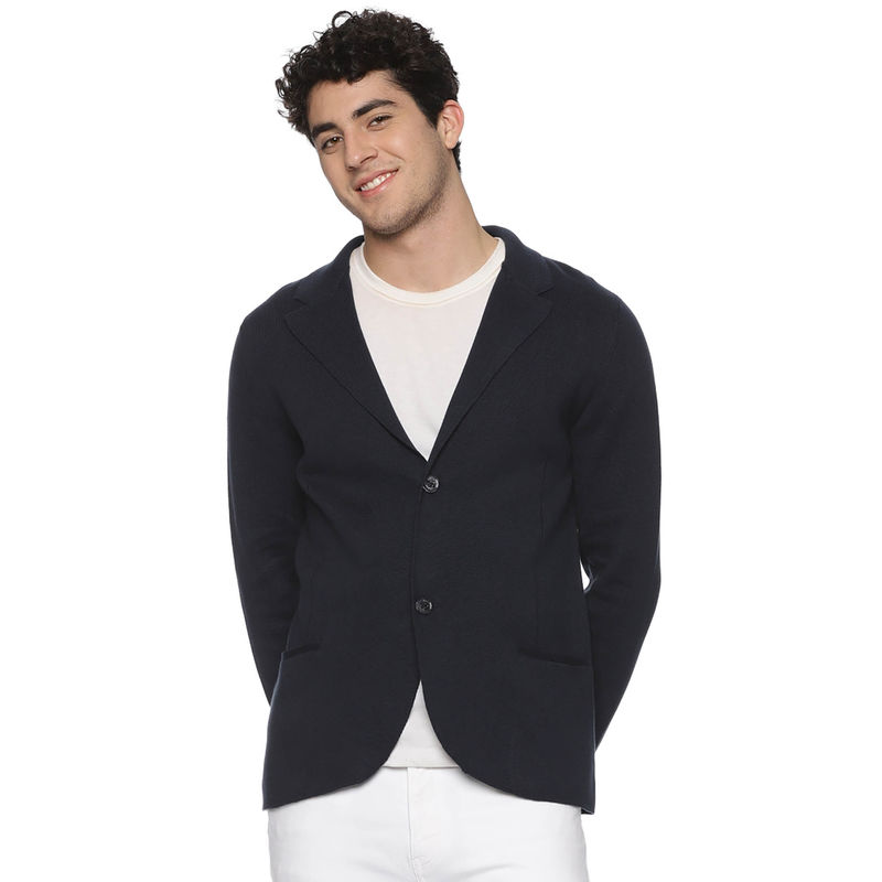MELVIN JONES Navy Blue Knitted Blazer (S)