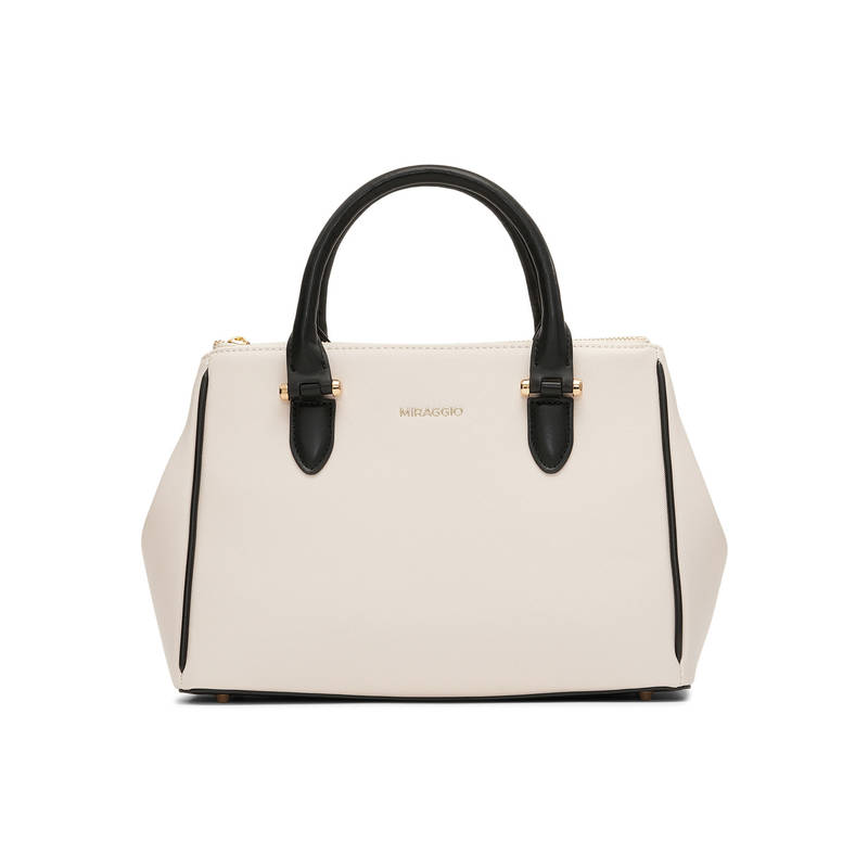 Miraggio Blair Top Handle Satchel Handbag with Detachable Crossbody Strap- White