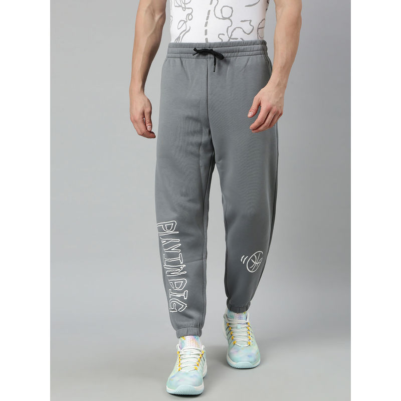 Xtep Grey Printed Loose Fit Basketball Pants (S)
