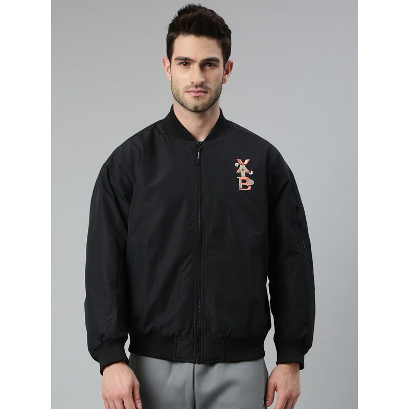 Xtep Black Printed Loose Fit Basketball Jacket (S)
