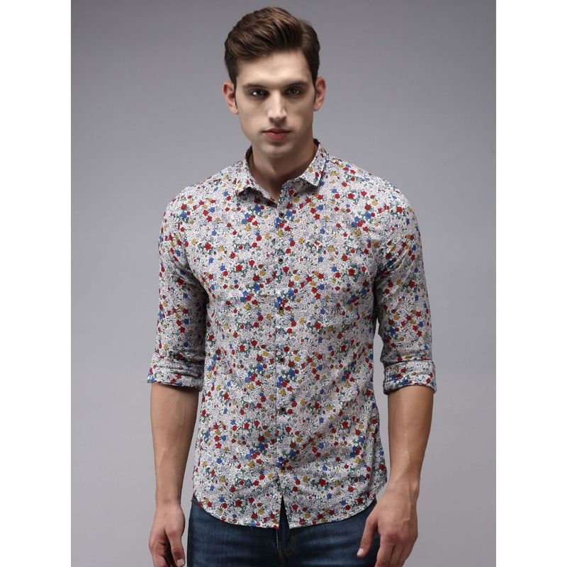 SHOWOFF Men Multi Collar Neck Floral Comfort Fit Shirt (L)
