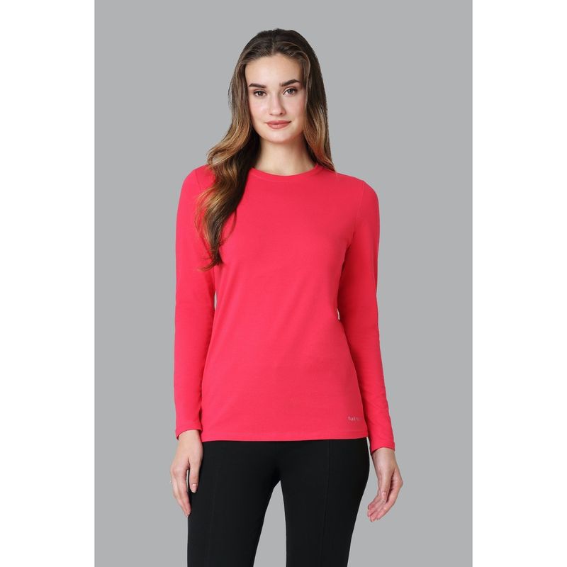 Van Heusen Women Round Neck & Full Sleeve Lounge T-Shirt - Rose Red (S)