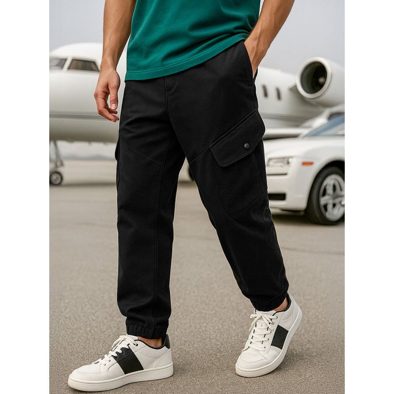 Bewakoof Air 1.0 Men's Black Super Loose Fit Cargo Joggers (XL)