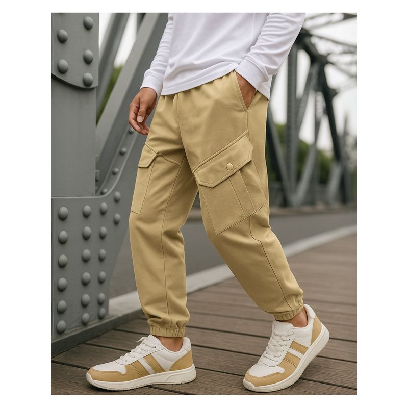Bewakoof Air 1.0 Men's Brown Super Loose Fit Cargo Joggers (S)