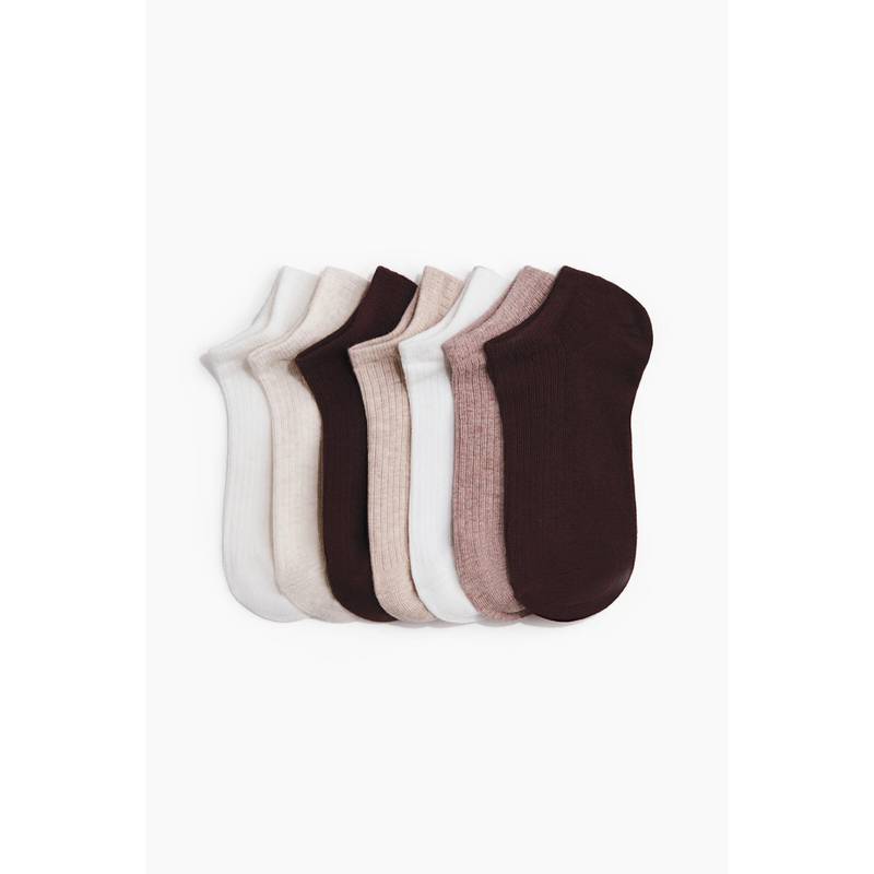 H&M Women Beige 7-Pack Trainer Socks (13-2)