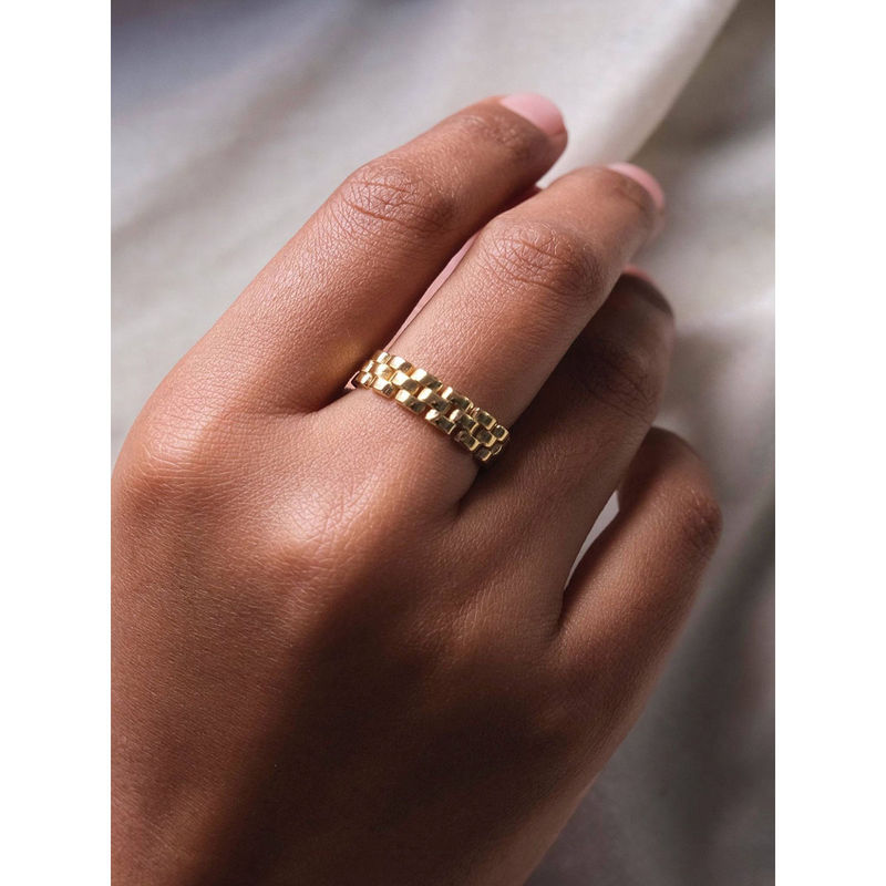 ANUSHKA JAIN JEWELLERY 925 Flat Belt Ring Gold (6)