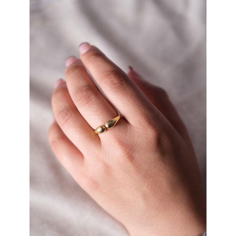ANUSHKA JAIN JEWELLERY 925 Molten Clutch Ring Gold (4)