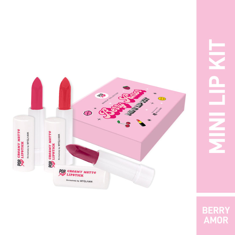 Myglamm Popxo Makeup Collection Mini Lip Kit - Creamy Matte Finish - Berry Amor