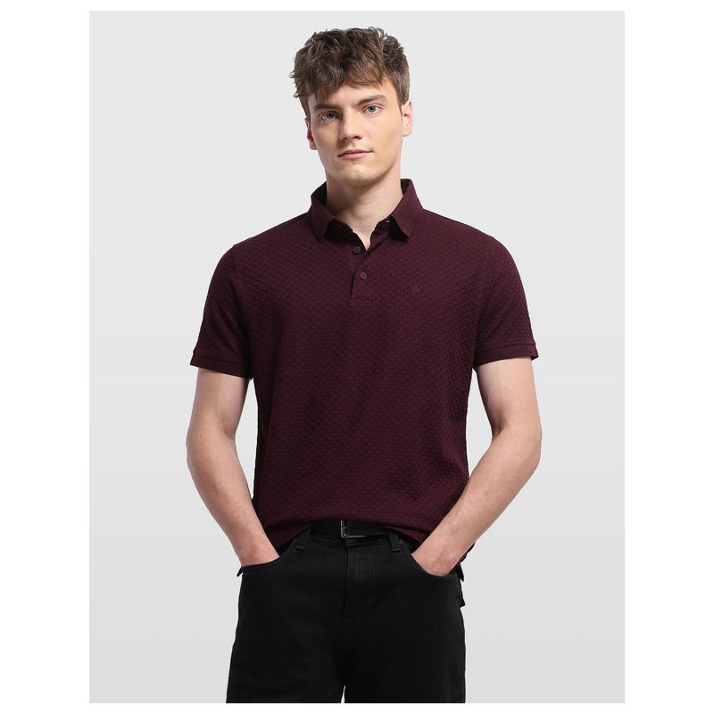 Arrow Mens Self Design Geometric Regular Fit Polo T-shirt (M)