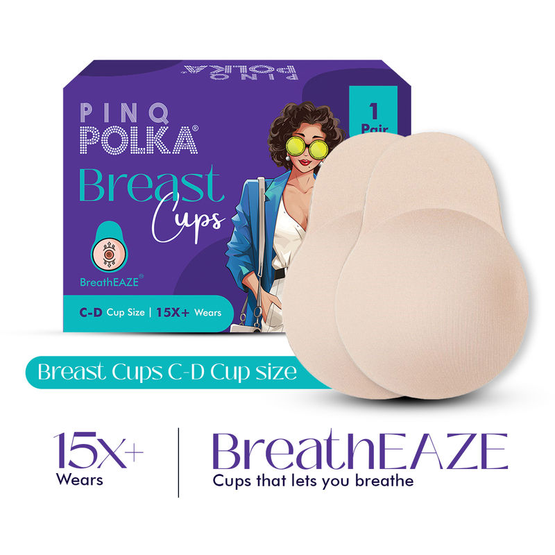 PINQ POLKA Breast Cups Nude Reusable Push Up Silicone Bra Boob Tape Skin Friendly