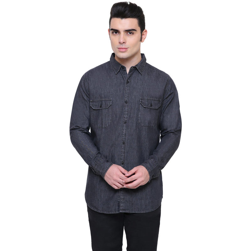 Southbay Mens Charcoal Black Denim Shirt (M)