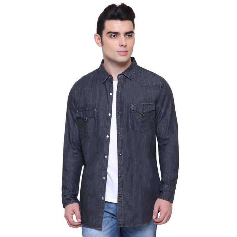Southbay Mens Charcoal Black Denim Shirt (M)