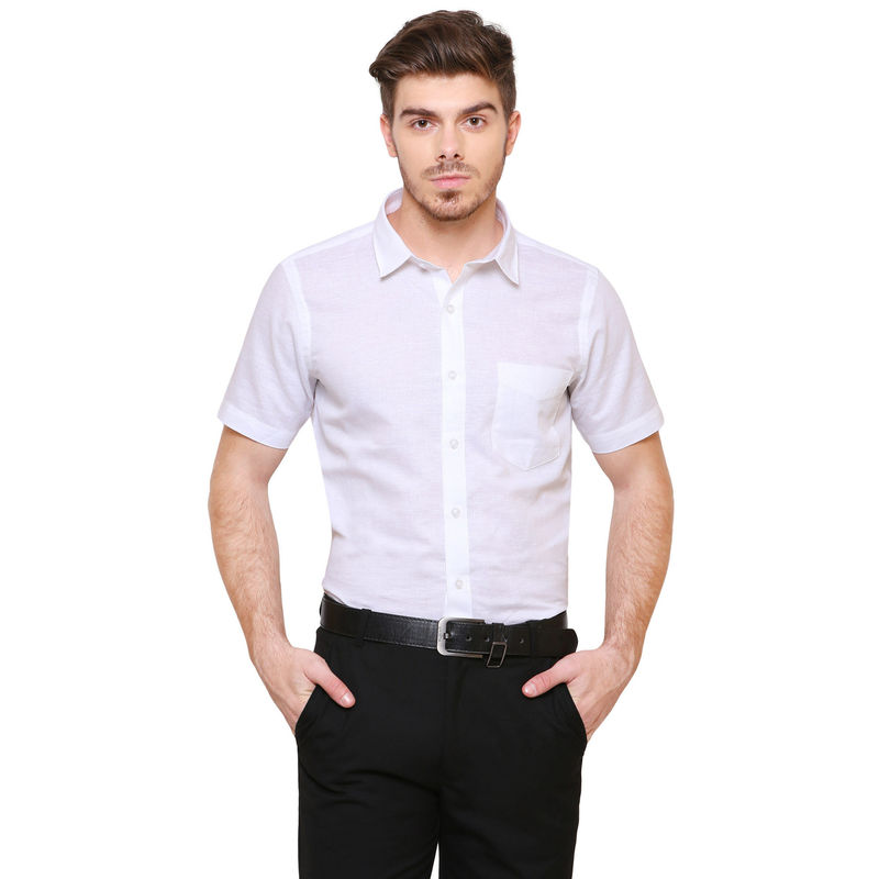 Southbay Mens Linen Cotton Half Sleeve Formal Shirt (M)